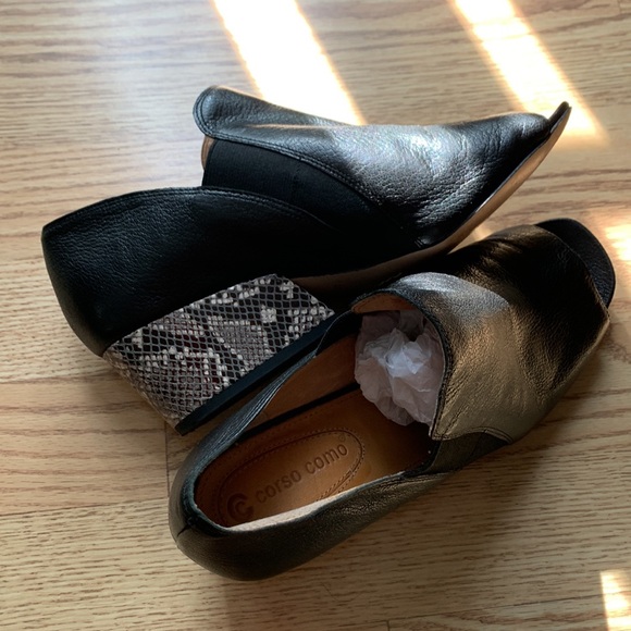 Great Shoes Corso Como All Leather Black and Animal print heel booties - Picture 3 of 12